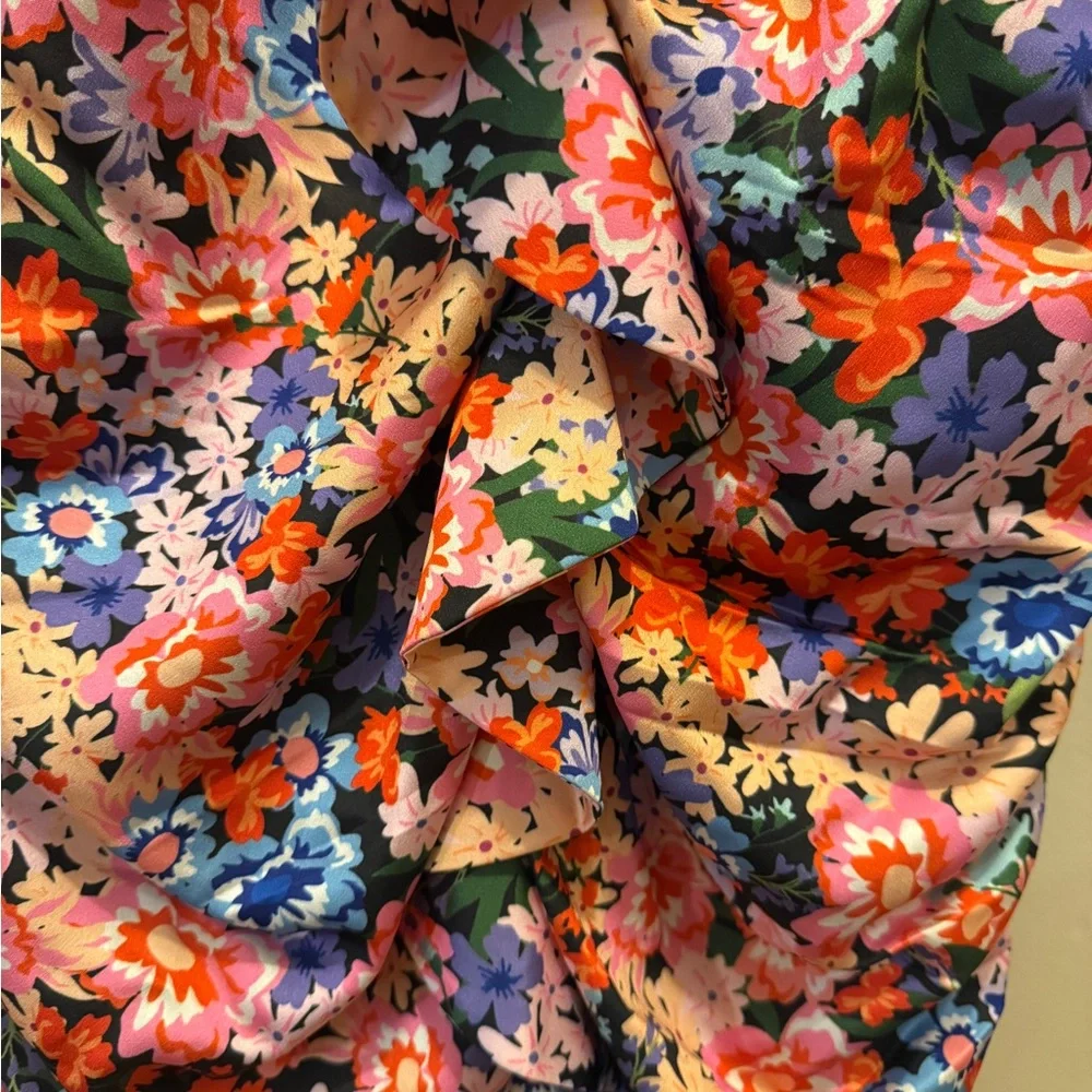 For Love & Lemons Bouquet Floral Puff-Sleeve Ruched Mini Dress - Picture 5 of 7